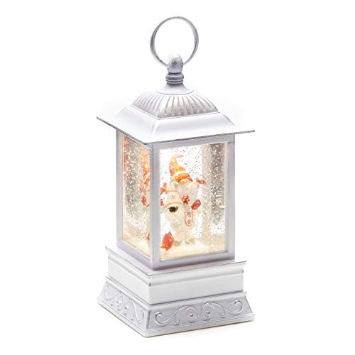 Christmas Light-Up Snow Globe Lantern 10.5 inch Antique Gnome White
