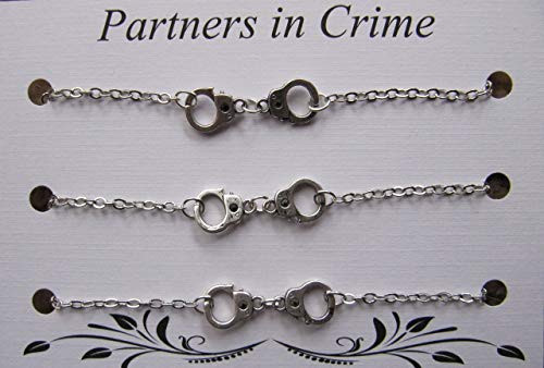Triple Partners in Crime Bracelet with handcuff charms Set of 3
