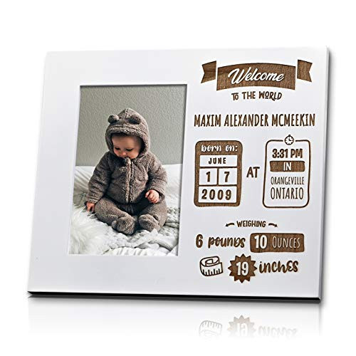 Birth Announcement Personalized Baby Picture Frame with Stats