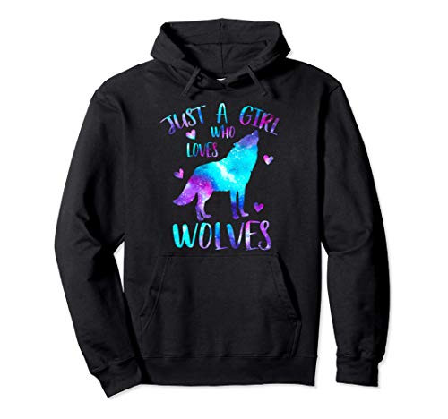 Just a Girl Who Loves Wolves Galaxy Space Cute Wolf Gift Pullover Hoodie