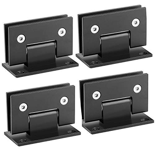 KEILEOHO 4 PCS Glass Door Hinges Stainless Steel Shower Door Hinges with Mounting Hardware for Bathroom Cabinet Showcase 90 Degree Opening  and  Closing