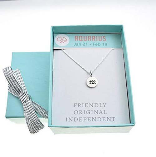 Aquarius Charm Pendant Women in Sterling Silver Handcrafted Strong 18 inch Box Chain Strong and Scratch Resistant Jewelry Beautiful Zodiac Necklace Gift for Her Aquarius Charm Pendant Women in Sterling Silver Handcrafted Strong 18 inch Box Chain Strong and Scratch Resistant Jewelry Beautiful Zodiac Necklace Gift for Her