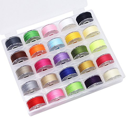Dreamtop Bobbin Case with 25 Pcs Clear Bobbins and Assorted Colors Sewing Thread for Brother Singer Babylock Janome Kenmore Singer Dreamtop Bobbin Case with 25 Pcs Clear Bobbins and Assorted Colors Sewing Thread for Brother Singer Babylock Janome Kenmore Singer