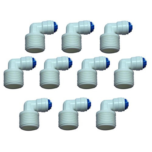 Malida Push To Connect Tube Fitting,Quick Connect RO Reverse Osmosis Water Filter (1/2 NPT Male x 1/4 OD Tube Elbow)