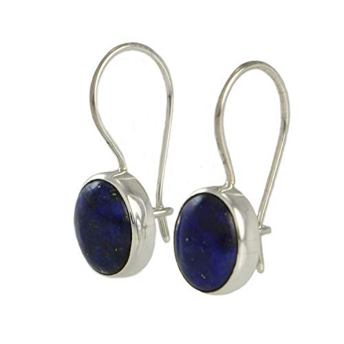 Women s Silver Natural Navy Blue Lapis Lazuli Gemstone Oval Dangle Drop Earrings Women s Silver Natural Navy Blue Lapis Lazuli Gemstone Oval Dangle Drop Earrings