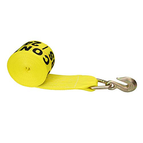 US Cargo Control 4 Inch x 27 Foot Yellow Winch Strap with Grab Hook