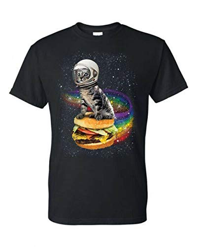 Cat-Flying-a-Rainbow-Burger-Astronaut-Kitten-Space-Astronaut-Pet-Tee-T-Shirt