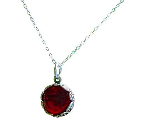 Recycled Vintage 1940 s Red Beer Bottle and Sterling Silver Botanical Collection Necklace Recycled Vintage 1940 s Red Beer Bottle and Sterling Silver Botanical Collection Necklace
