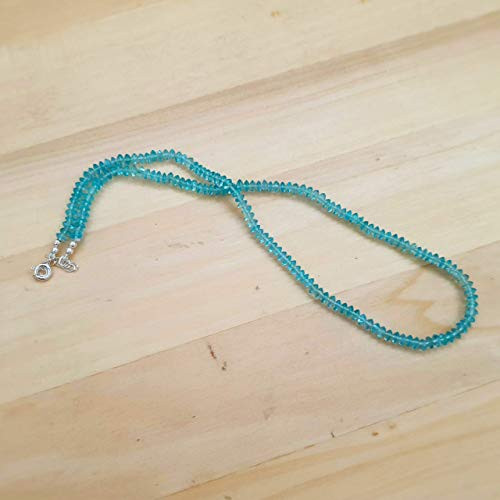 Blue Apatite Saucer Beads Necklace Strand Sterling Silver February Birthday Jewelry Gift for her Blue Apatite Saucer Beads Necklace Strand Sterling Silver February Birthday Jewelry Gift for her
