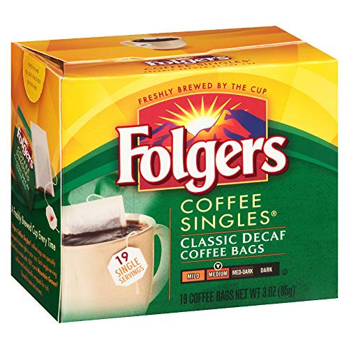 Folgers Classic Medium Roast Decaf Coffee 19 Count Singles Serve Pack of 4 Folgers Classic Medium Roast Decaf Coffee 19 Count Singles Serve Pack of 4