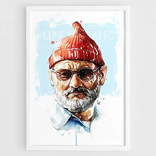 Bill Murray Steve Zissou The Life Aquatic with Steve Zissou Movie Wes Anderson Film Wall Art Print Poster of my original Watercolor Painting.
