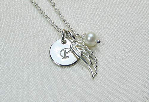 Personalized Angel Wing Necklace Sterling Silver Mothers Necklace Initial Necklace Monogram Jewelry Gift for Mom Memorial Jewelry Personalized Angel Wing Necklace Sterling Silver Mothers Necklace Initial Necklace Monogram Jewelry Gift for Mom Memorial Jewelry