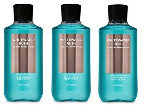 Bath and Body Works For Men Value Pack - WHITEWATER RUSH - 2 in 1 Hair and Body Wash - Lot of 3 - Full Size