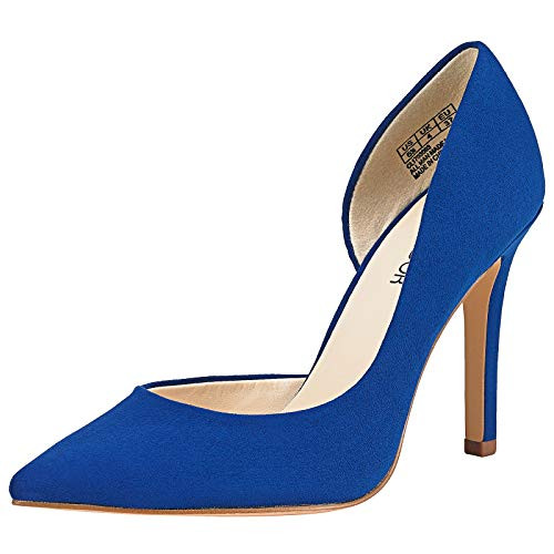 JENN ARDOR Stiletto High Heel Shoes for Women  Pointed Closed Toe Classic Slip On Dress Pumps-Blue 9 B M  US