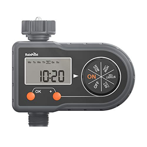 RAINPOINT Digital Watering Timer Programmable Sprinkler Timer Single Outlet Auto  and  Manual Watering Timer LCD Screen IP54 Waterproof Irrigation Controller for Outdoor Yard Garden