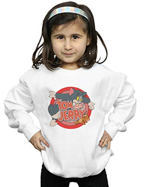 TOM and JERRY Girls Classic Catch Sweatshirt 5-6 Years White TOM and JERRY Girls Classic Catch Sweatshirt 5-6 Years White