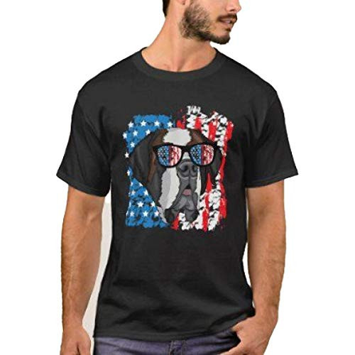 TeeKura 4th-of-July-Dog-PatrioticBernard-Dog-T-Shirt Black TeeKura 4th-of-July-Dog-PatrioticBernard-Dog-T-Shirt Black