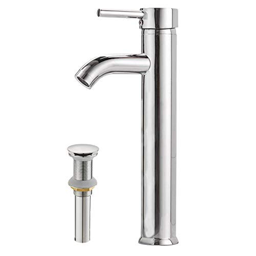 Greenspring Bathroom Vessel Sink Faucet Chrome Tall Bathroom Faucets Include Pop up Drain Without Overflow Commercial Single Handle Lever One Hole Lavatory Vanity