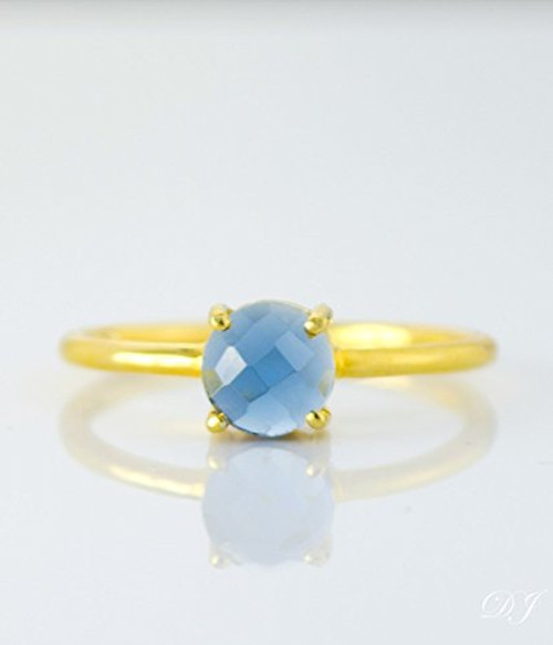 Kyanite ring stackable ring Vermeil Gold or silver prong set ring round ring September Birthstone ring Birthday gift blue 6mm round ring Kyanite ring stackable ring Vermeil Gold or silver prong set ring round ring September Birthstone ring Birthday gift blue 6mm round ring