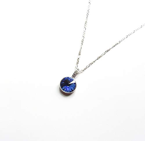 September Birthstone Necklace Sapphire Pendant Necklace Sterling Silver Choice of Chain Lengths Personalized Birthstone Jewelry for Women and Girls Swarovski Crystal Handmade Jewelry