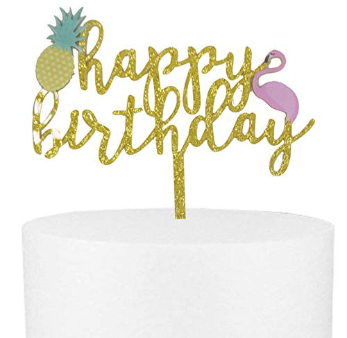 CaJaCa Flamingo Pineapple Birthday Cake Toppers Decoration Glitter One Tropical Hawaiian Luau Themed Party Supplies CaJaCa Flamingo Pineapple Birthday Cake Toppers Decoration Glitter One Tropical Hawaiian Luau Themed Party Supplies