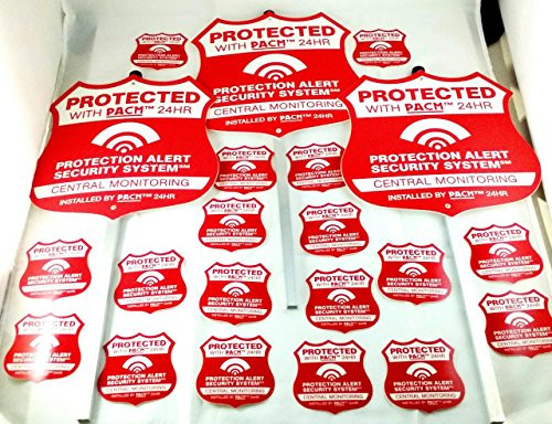 3 Home Security Yard Signs on Posts  and  18 Home Alarm Security System Sticker Pack