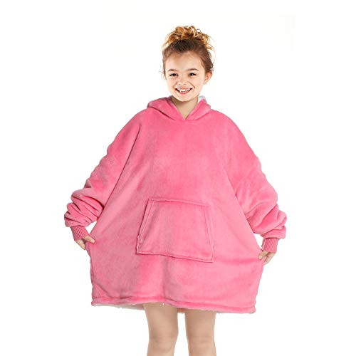Touchat Wearable Blanket Hoodie Oversized Sherpa Blanket Sweatshirt with Hood Pocket and Sleeves Super Soft Warm Comfy Plush Hooded Blanket for Kids and Girls One Size Fits All Pink Touchat Wearable Blanket Hoodie Oversized Sherpa Blanket Sweatshirt with Hood Pocket and Sleeves Super Soft Warm Comfy Plush Hooded Blanket for Kids and Girls One Size Fits All Pink