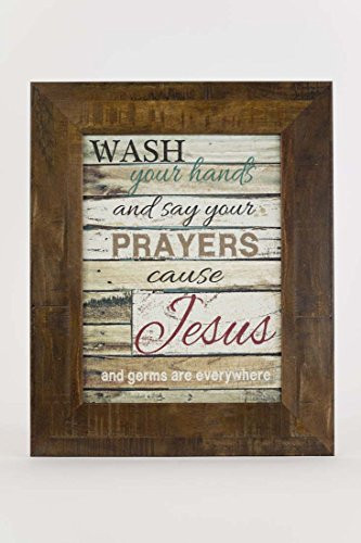 Summer Snow Wash Your Hands and Say Your Prayers Restoration Look Restored Framed Art Rustic Wood Decor 13x16
