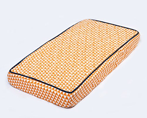 Bacati - Tribal Aztec Muslin Quilted Changing Pad Cover  Small Triangles Orange Navy