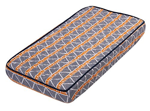 Bacati - Tribal Aztec Muslin Quilted Changing Pad Cover  Large Triangles Orange Navy