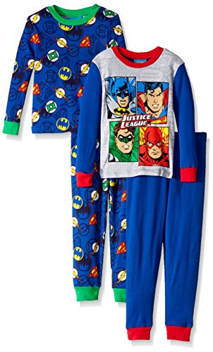 DC Comics Boys  Justice League 4-pc Pj Incl. 2 Sets Long Sleeve  and  Pant Blue