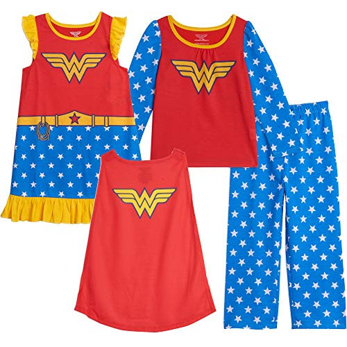 DC Comics Justice League Wonder Woman Little Girls Pajama Shirt Pants Nightgown Set 5-6