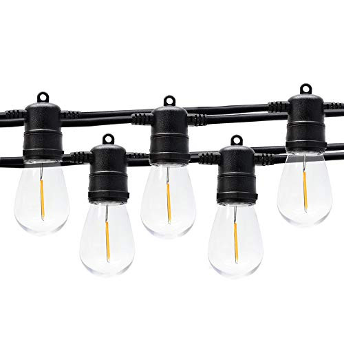 Lalapao S14 LED String Lights 48Ft Commercial Grade Weatherproof Outdoor String Lights UL Listed 15 Hanging Sockets with 16 1 Spare  1W Shatterproof LED Bulbs for Party Patio Backyard Porch