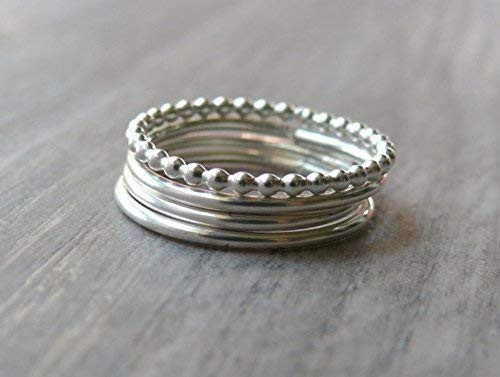 Silver Stacking Rings 925 Sterling Silver Set of 4 Rings Artisan Handmade Jewelry Recycled Silver Silver Stacking Rings 925 Sterling Silver Set of 4 Rings Artisan Handmade Jewelry Recycled Silver