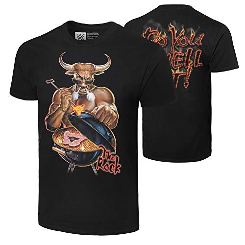 WWE Authentic Wear The Rock Do You Smell It Retro T-Shirt Black Orange Large