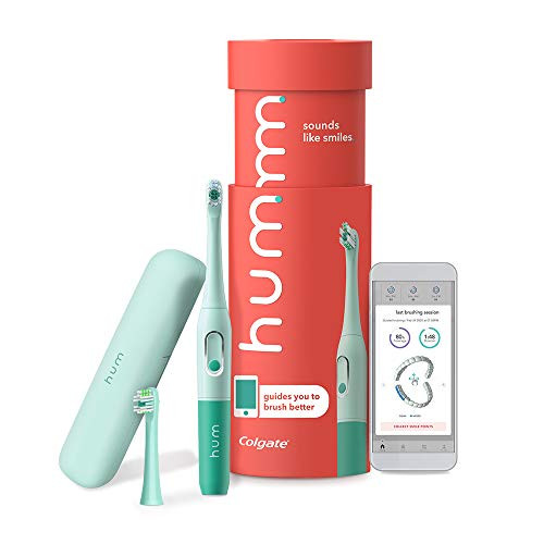 hum by Colgate Smart Battery Toothbrush Kit Sonic Toothbrush with Travel Case and Replacement Head Teal