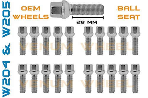 20  Mercedes Benz Ball Seat 14x1.5 28mm Stock Lug Bolt   W204 C250 C300 C350 C63 AMG