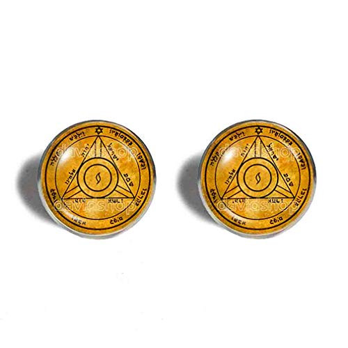 Solomon s King Solomon Seal 4 Fourth Pentacle of Saturn Cufflinks Cuff links Fashion Jewelry Talisman Symbol Art Cute Gift Cosplay Charm