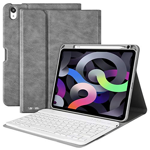 New iPad Air 4th Generation 10.9 Keyboard Case 2020 Detachable Wireless Bluetooth Keyboard Cover Case for iPad 11 Pro 2018 iPad Air 4 Gen with Build-in Pencil Holder Grey