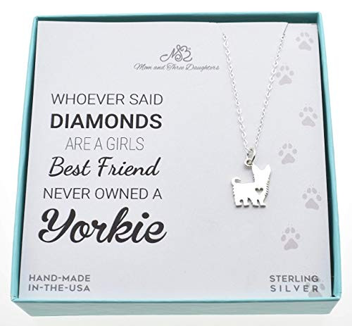 Yorkshire Terrier Charm Pendant in Sterling Silver on an 18 Inch Sterling Silver Cable Chain.