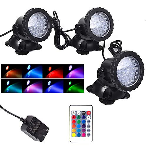 Pond Light Waterproof IP68 Underwater Color Changing Landscape Lights Dimmable Submersible Spotlight 36 LED Decorate Lighting for Pond Aquarium Garden Pool Yard Lawn Fountain Waterfall Set of 3 Pond Light Waterproof IP68 Underwater Color Changing Landscape Lights Dimmable Submersible Spotlight 36 LED Decorate Lighting for Pond Aquarium Garden Pool Yard Lawn Fountain Waterfall Set of 3