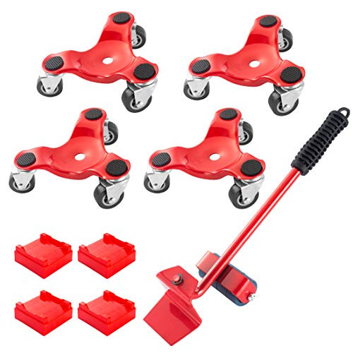 HutHomery Furniture 3 Wheel Mover s Dolly 6-Inch Steel Tri-Dolly Easy Moving System for Bulky  and  Heavy Loads in Home Office or Warehouses - 9 Pack 440-lb Load Capacity