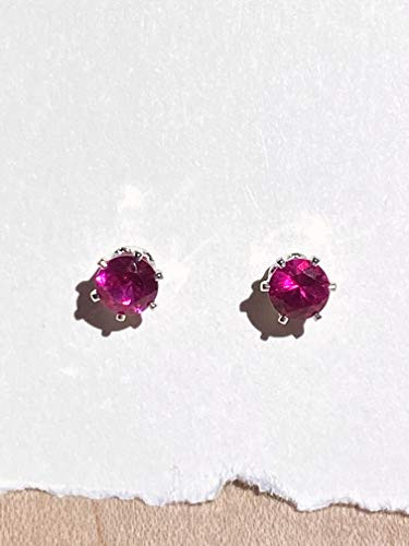 5mm Faceted Natural Ruby Gemstones and Sterling Silver Post Earrings