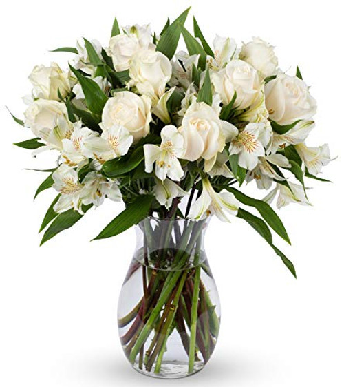 Benchmark Bouquets Elegance Roses and Alstroemeria With Vase  Fresh Cut Flowers