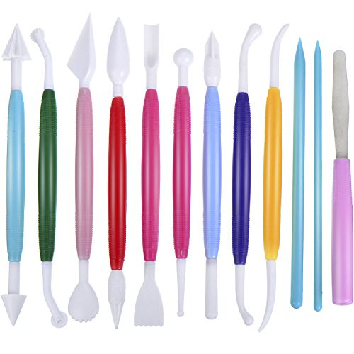 Willbond 12 Pieces Clay Modeling Tools Clay Shaping Sculpting Tools Set Pottery Carving Tools for Ceramics Clay Pottery, Assorted Colors