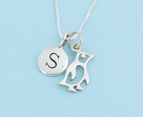 Penguin charm pendant on a sterling silver box chain finished with a spring closure. Penguin necklace. Penguin charm. Gift for her.