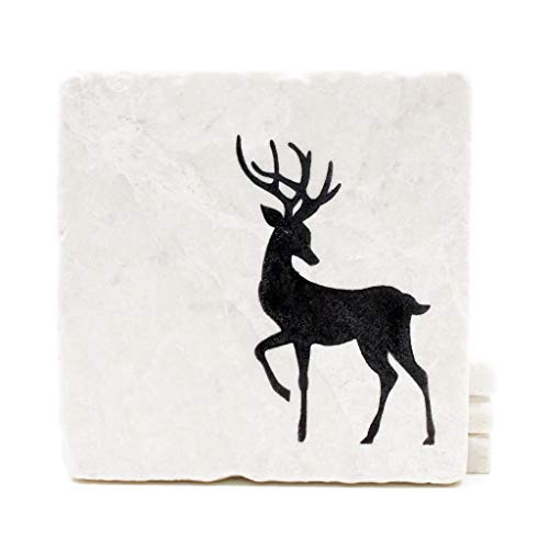 Reindeer Marble Drink Coasters - Set of four stone holiday gifts -Christmas hostess gifts