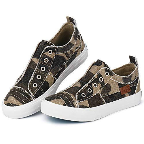 JENN ARDOR Women s Fashion Canvas Shoes Low Top Slip On Sneakers Comfortable Walking Shoes Camo