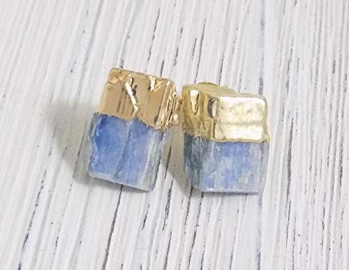 Raw Kyanite Earrings Blue Kyanite Studs Natural Stone Gemstone Stud Earring Rustic Boho Jewelry G11-471 Raw Kyanite Earrings Blue Kyanite Studs Natural Stone Gemstone Stud Earring Rustic Boho Jewelry G11-471