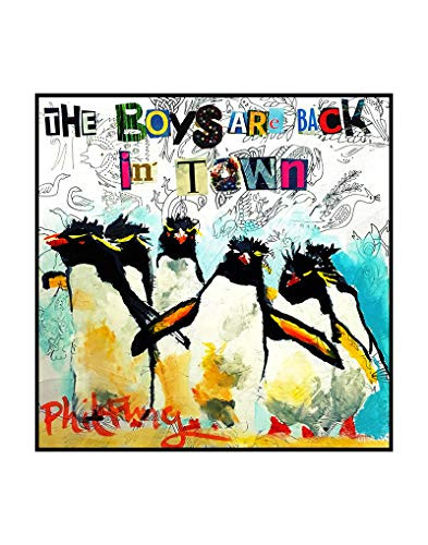 Penguin Boys Thin Lizzy Inspired Art 11 x 14 inch Print Funny Cute Vintage